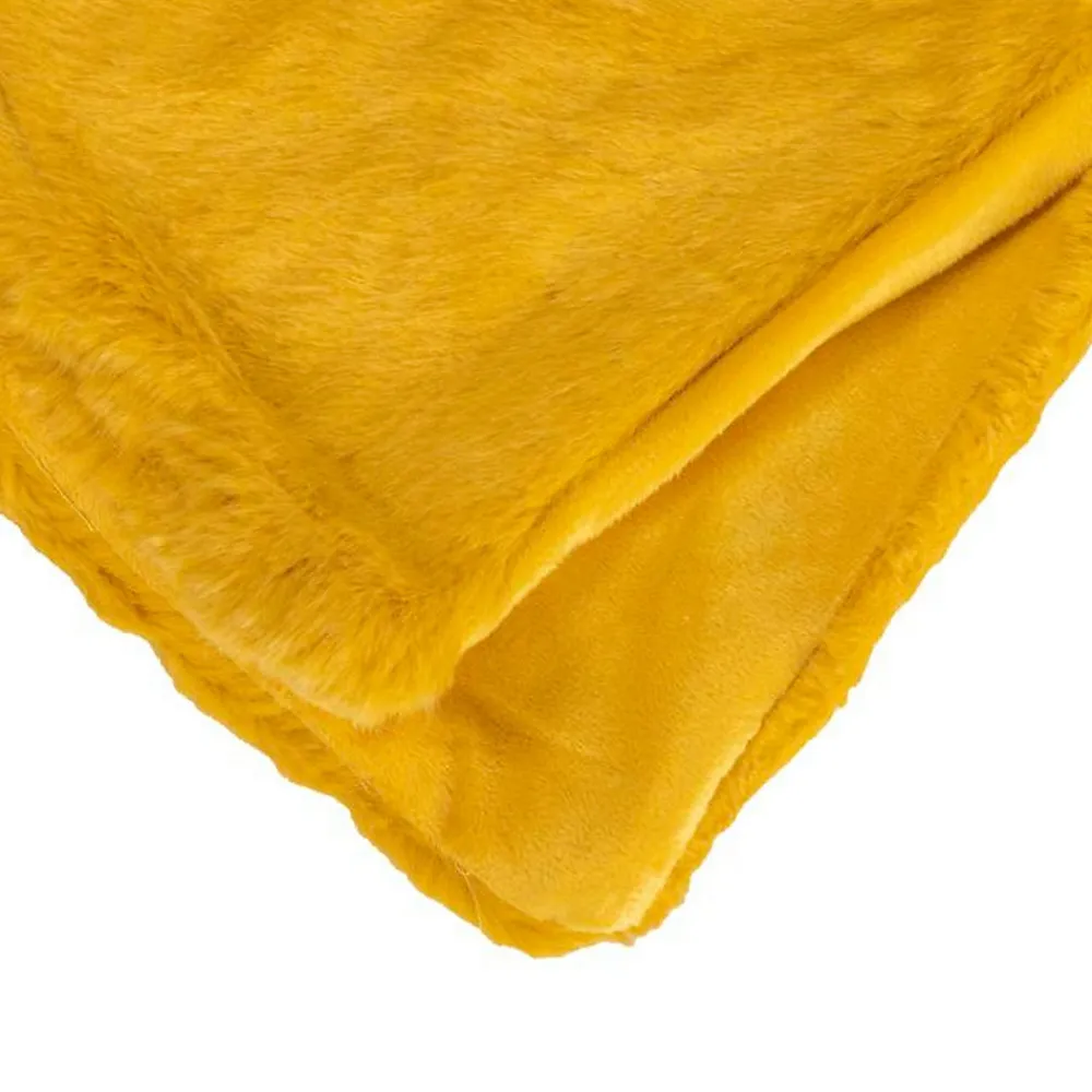 Couverture plaid jaune 130x160cm MINNOR ->Sacasa Best