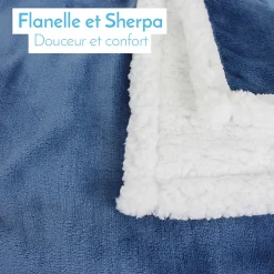 Couverture, plaid polaire pour enfant 75 x 100 cm en flanelle et sherpa ultra doux - Bleu ->Monsieur Bébé New