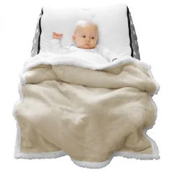 Monsieur Bébé Couverture, plaid polaire pour enfant 75 x 100 cm en flanelle et sherpa ultra doux - Bleu -* Couverture