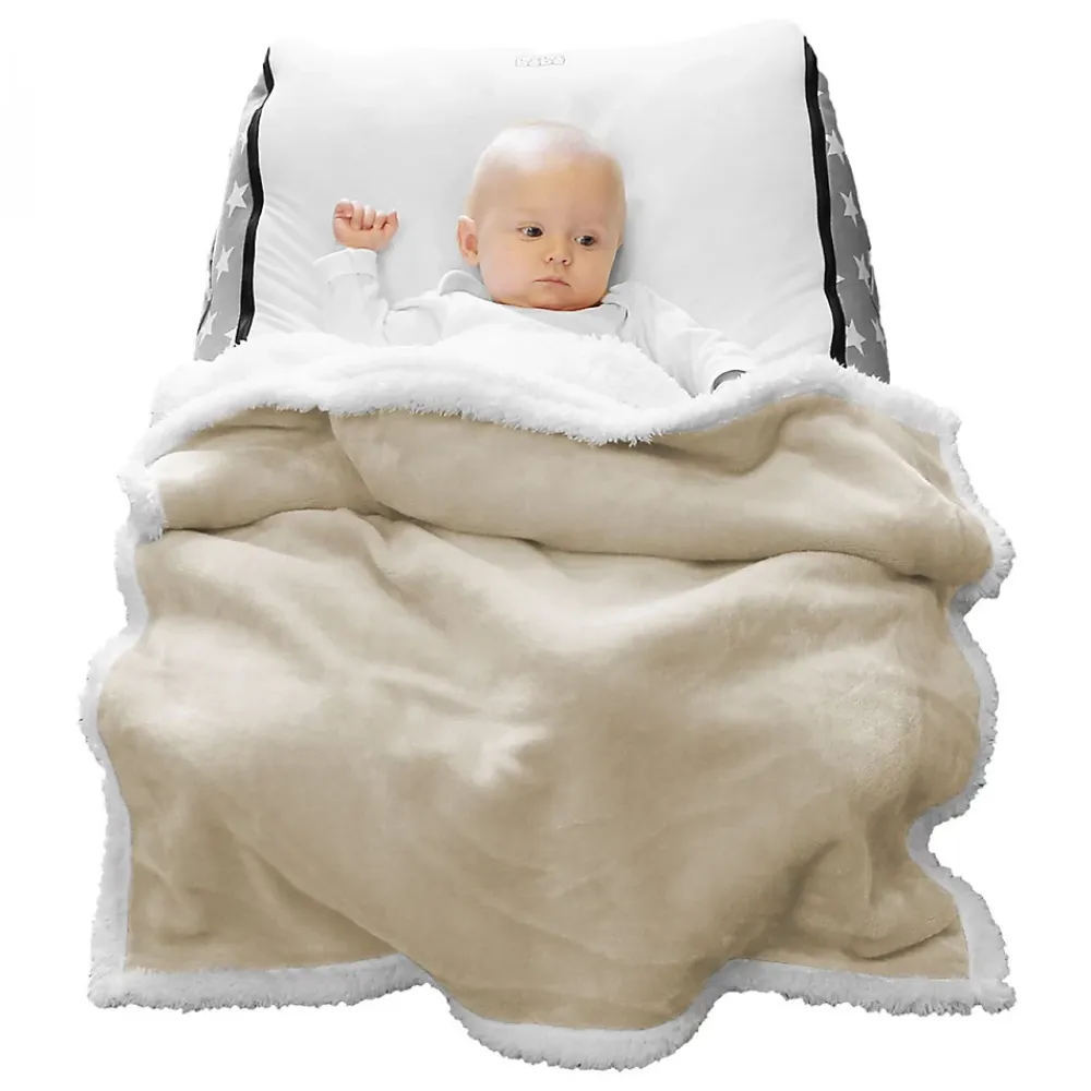 Monsieur Bébé Couverture, plaid polaire pour enfant 75 x 100 cm en flanelle et sherpa ultra doux - Bleu -* Couverture