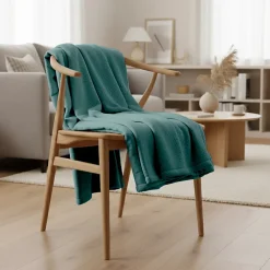 Sacasa Couverture plaid verte 130x170cm PANORA -* Boutis, Couvre-Lit, Édredon