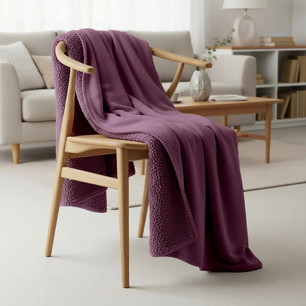 Couverture plaid violette 130x170cm SMOOTHY ->Sacasa