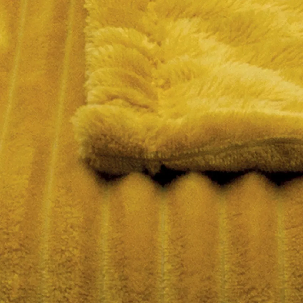 Toison d'Or Couverture polaire - - Effet côtelé 3D (180x240 cm - Jaune)* Couverture