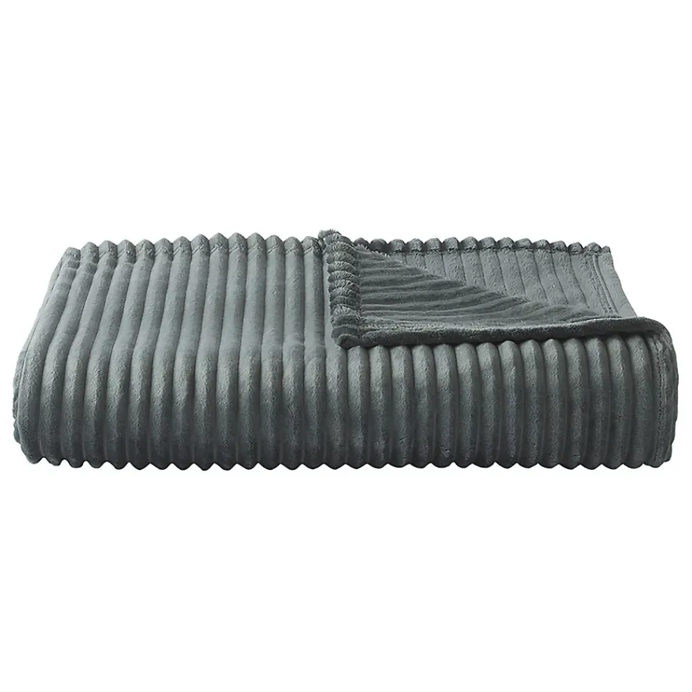 Couverture polaire - - Effet côtelé 3D (240x260 cm - Gris clair)* Couverture