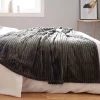 Couverture polaire - - Effet côtelé 3D (240x260 cm - Gris Foncé)* Couverture