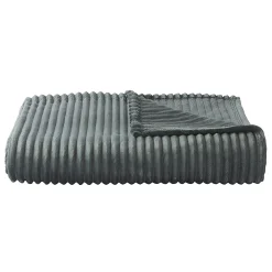 Couverture polaire - - Effet côtelé 3D (240x300 cm - Gris clair)* Couverture