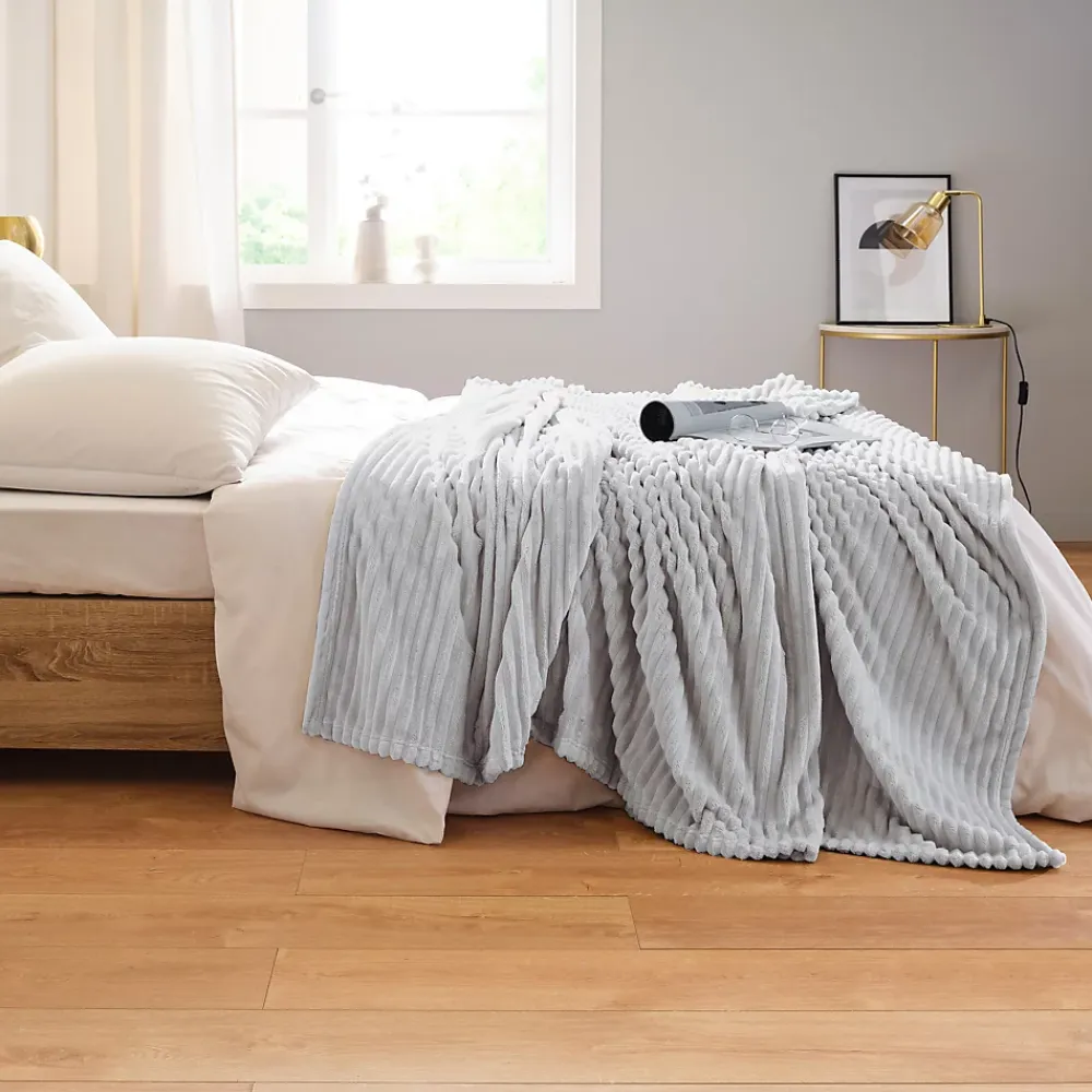 Toison d'Or Couverture polaire - - Effet côtelé 3D (240x260 cm - Gris Perle)* Couverture