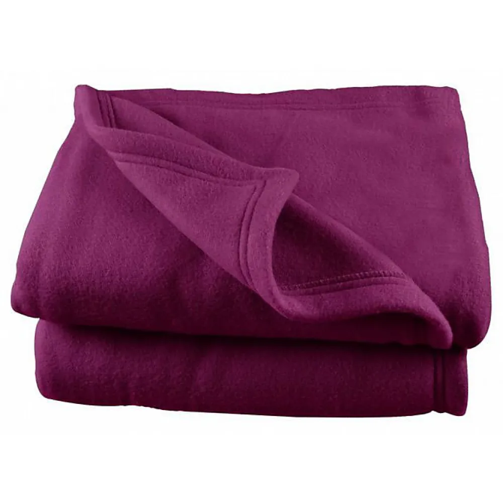 Couverture polaire 240 x 260 cm "Grande largeur" prune>Poyet Motte Discount