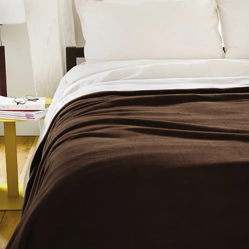 Linnea Couverture polaire luxe 180x220 cm 100% polyester 430g/m2 NARVIK Marron Chocolat* Couverture