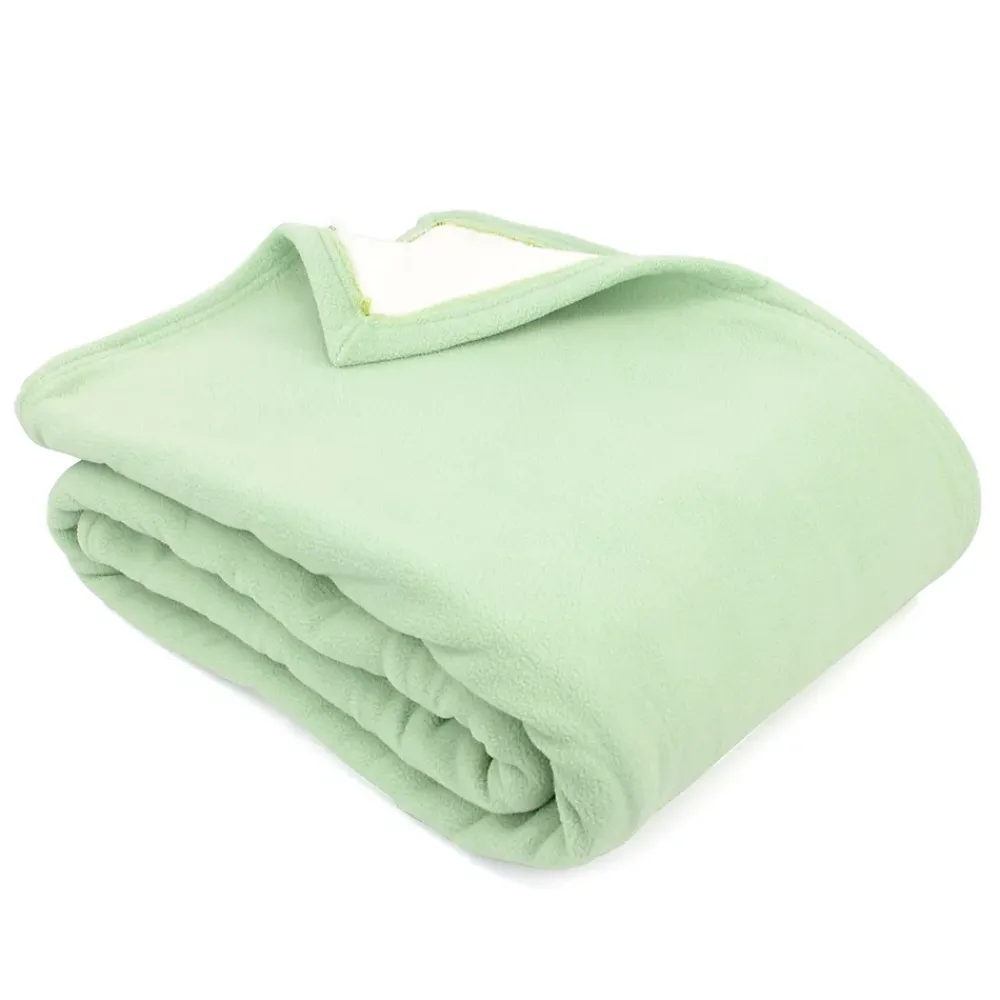 Linnea Couverture polaire luxe 180x220 cm 100% polyester 430g/m2 NARVIK Vert Tilleul* Couverture