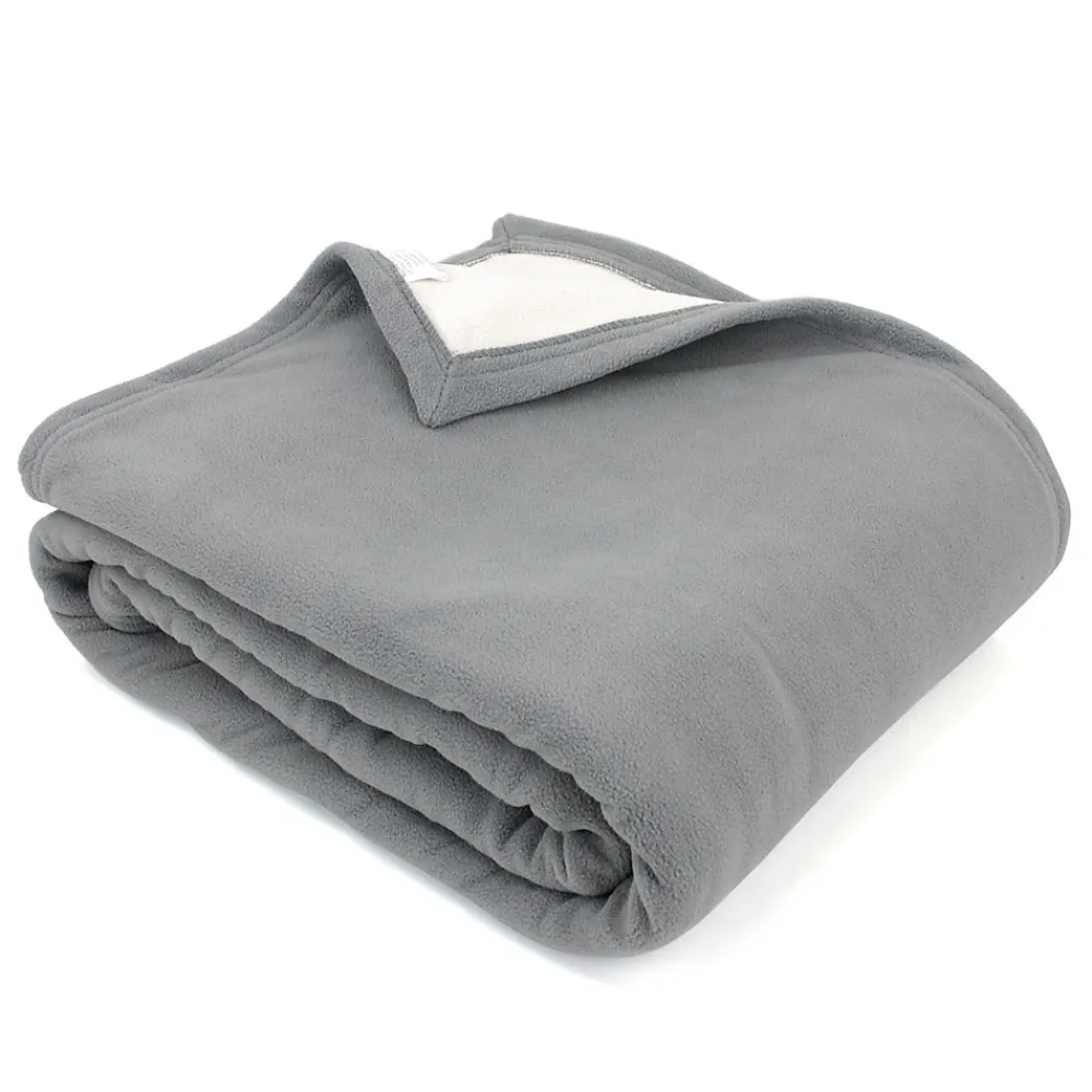 Couverture polaire luxe 180x220 cm 100% polyester 430g/m2 NARVIK Gris Acier>Linnea