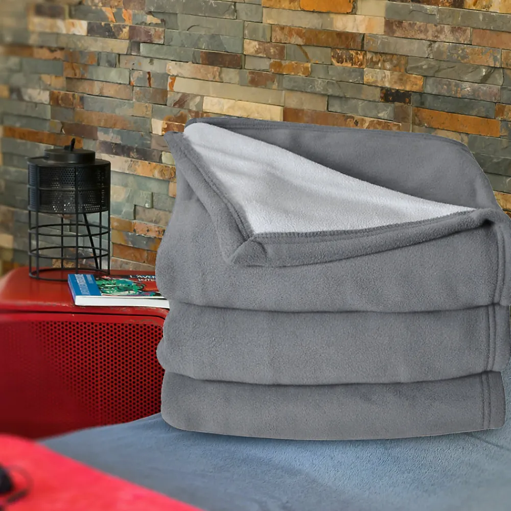 Couverture polaire luxe 180x220 cm 100% polyester 430g/m2 NARVIK Gris Acier>Linnea