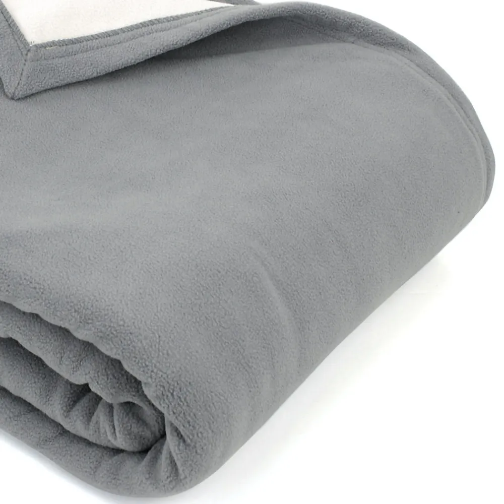 Couverture polaire luxe 180x220 cm 100% polyester 430g/m2 NARVIK Gris Acier>Linnea