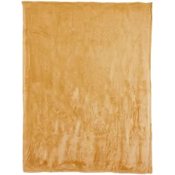 Couverture polaire microvelours 180x220 cm VELVET Jaune Miel><noscript><img width=