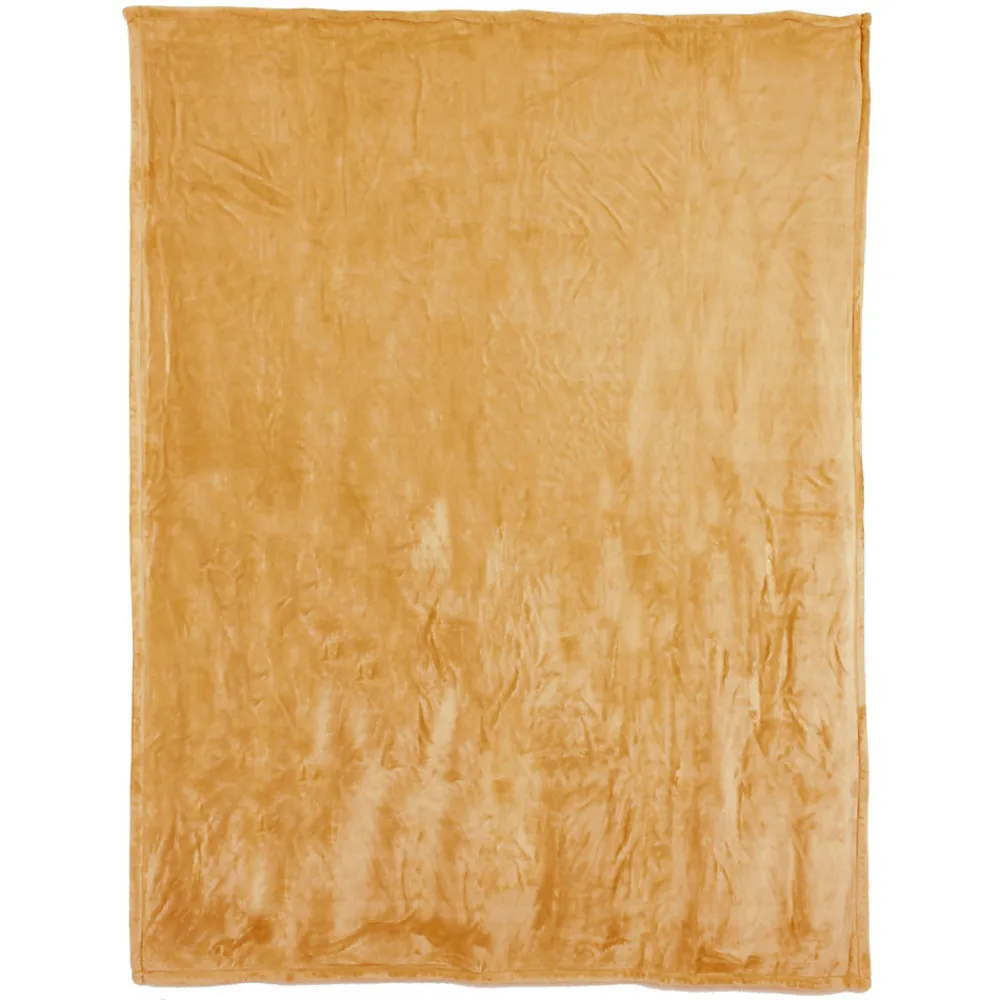 Couverture polaire microvelours 180x220 cm VELVET Jaune Miel>Linnea Best