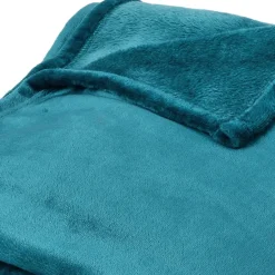Couverture polaire microvelours 240x260 cm VELVET Bleu Lac><noscript><img width=