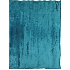 Couverture polaire microvelours 240x260 cm VELVET Bleu Lac><noscript><img width=