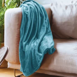 Linnea Couverture polaire microvelours 180x220 cm VELVET Bleu Lac* Couverture