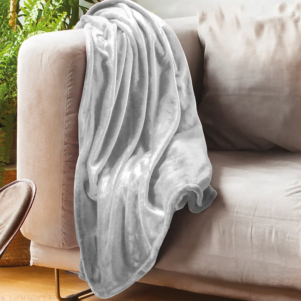 Couverture polaire microvelours 240x260 cm VELVET Gris Perle>Linnea Best