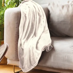 Couverture polaire microvelours 240x260 cm VELVET Ivoire>Linnea Outlet