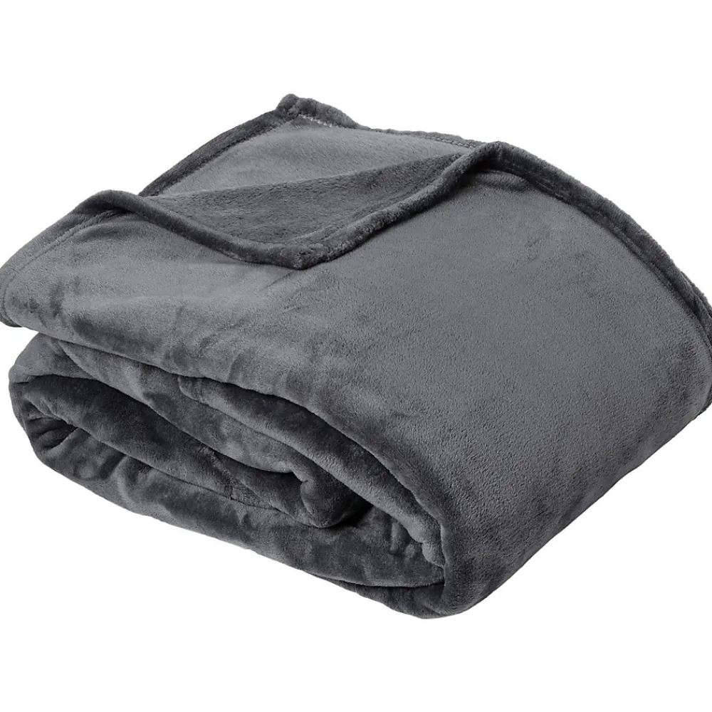Couverture polaire microvelours 240x260 cm VELVET Gris Acier>Linnea Outlet
