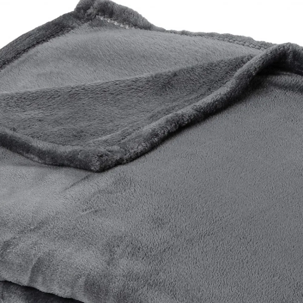 Couverture polaire microvelours 240x260 cm VELVET Gris Acier>Linnea Outlet