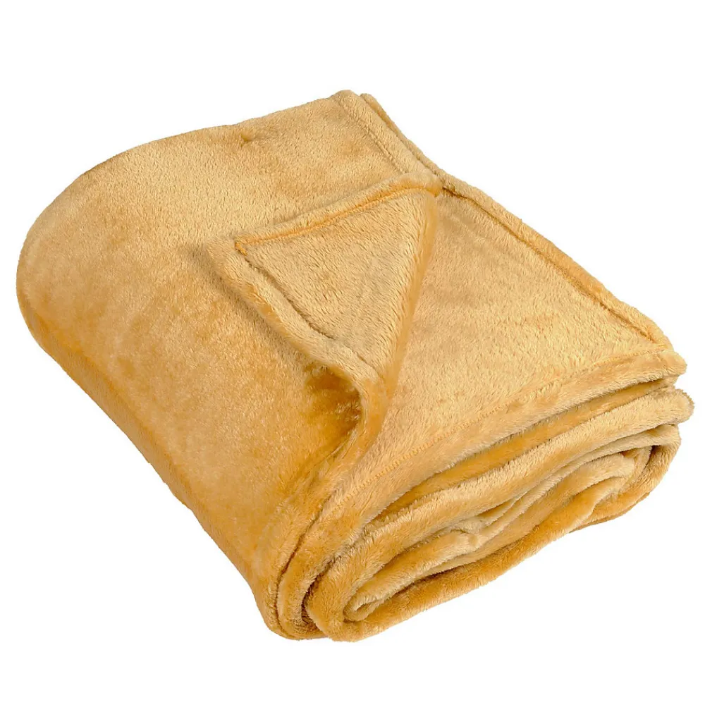 Couverture polaire unie "PILONGA" (220x240 cm - Jaune moutarde)>Linder Discount