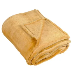 Linder Couverture polaire unie "PILONGA" (180x220 cm - Jaune moutarde)* Couverture