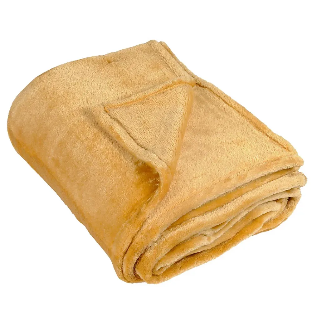 Linder Couverture polaire unie "PILONGA" (180x220 cm - Jaune moutarde)* Couverture