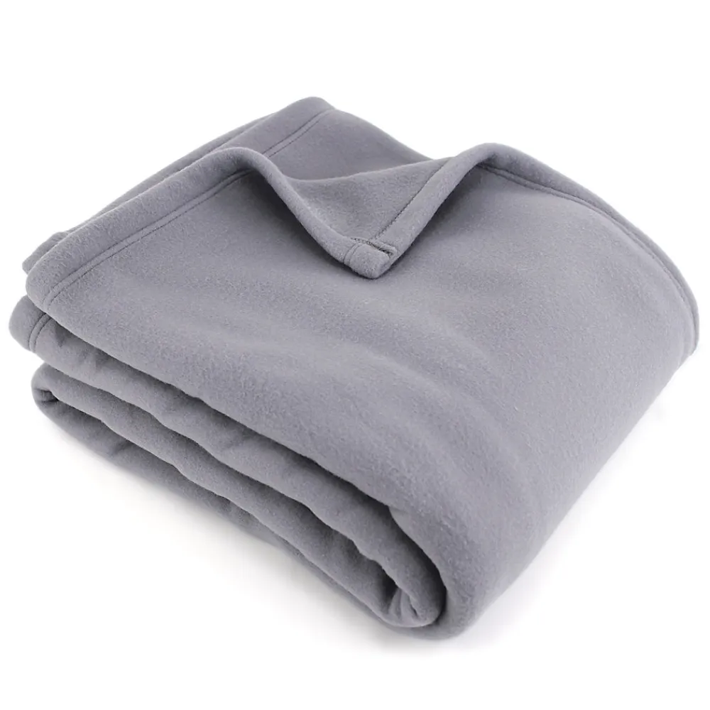 Couverture polaire 180x220 cm 100% Polyester 350g/m2 TEDDY Gris Acier>Linnea Online