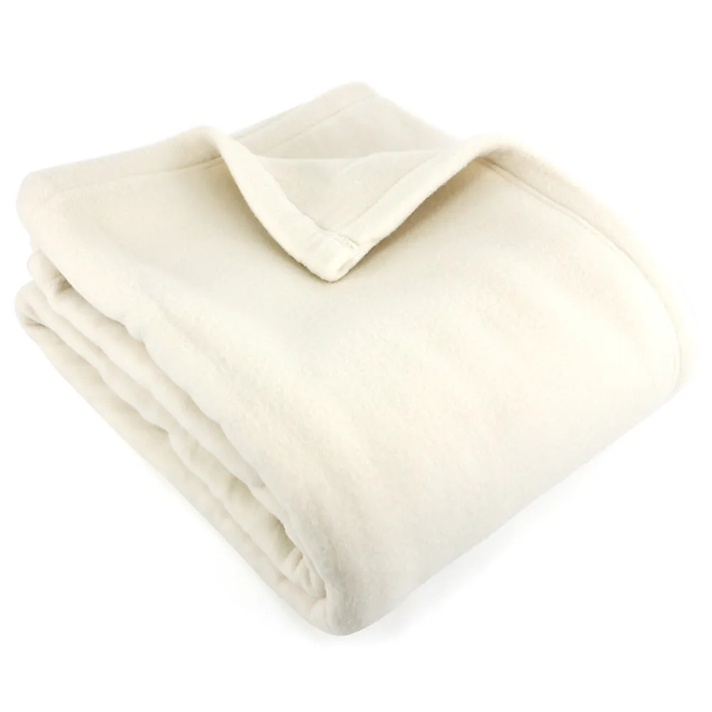 Couverture polaire 240x300 cm 100% Polyester 350g/m2 TEDDY Blanc Naturel>Linnea New