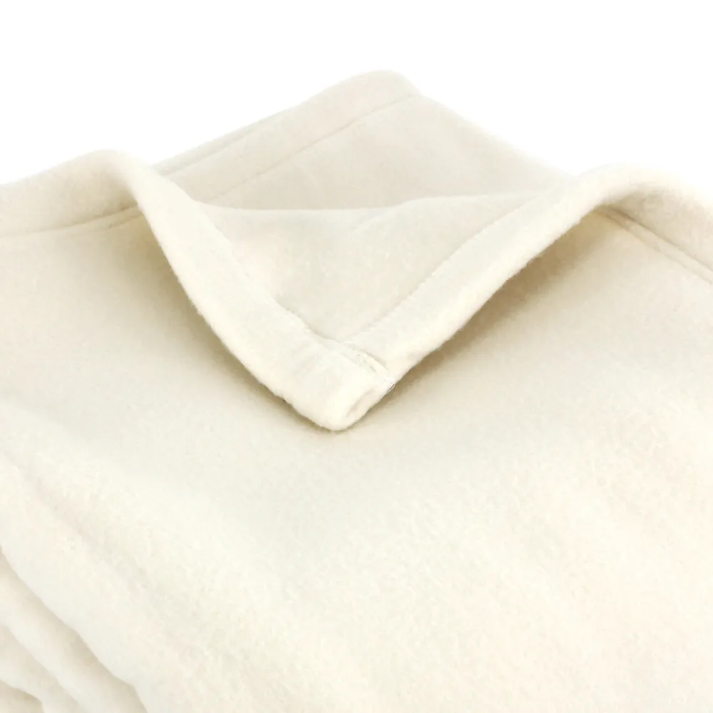 Couverture polaire 240x300 cm 100% Polyester 350g/m2 TEDDY Blanc Naturel>Linnea New
