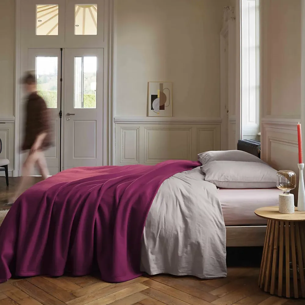 Linnea Couverture polaire 180x220 cm 100% Polyester 350g/m2 TEDDY Violet Prune* Couverture