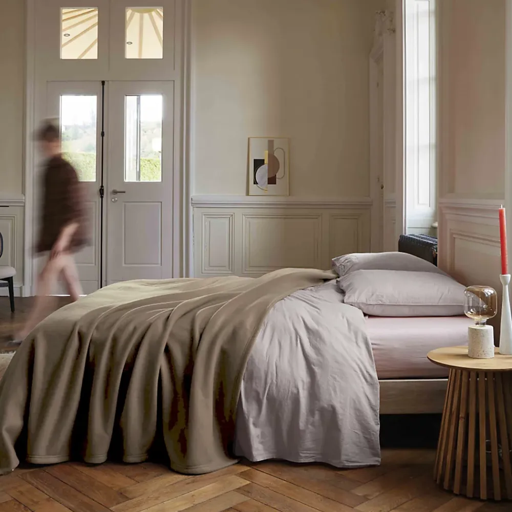 Linnea Couverture polaire 240x260 cm 100% Polyester 350g/m2 TEDDY Marron Taupe* Couverture