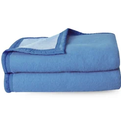 Linnea Couverture pure laine vierge Woolmark 500g/m² VOLTA 220x240 cm Bleu Azur* Couverture