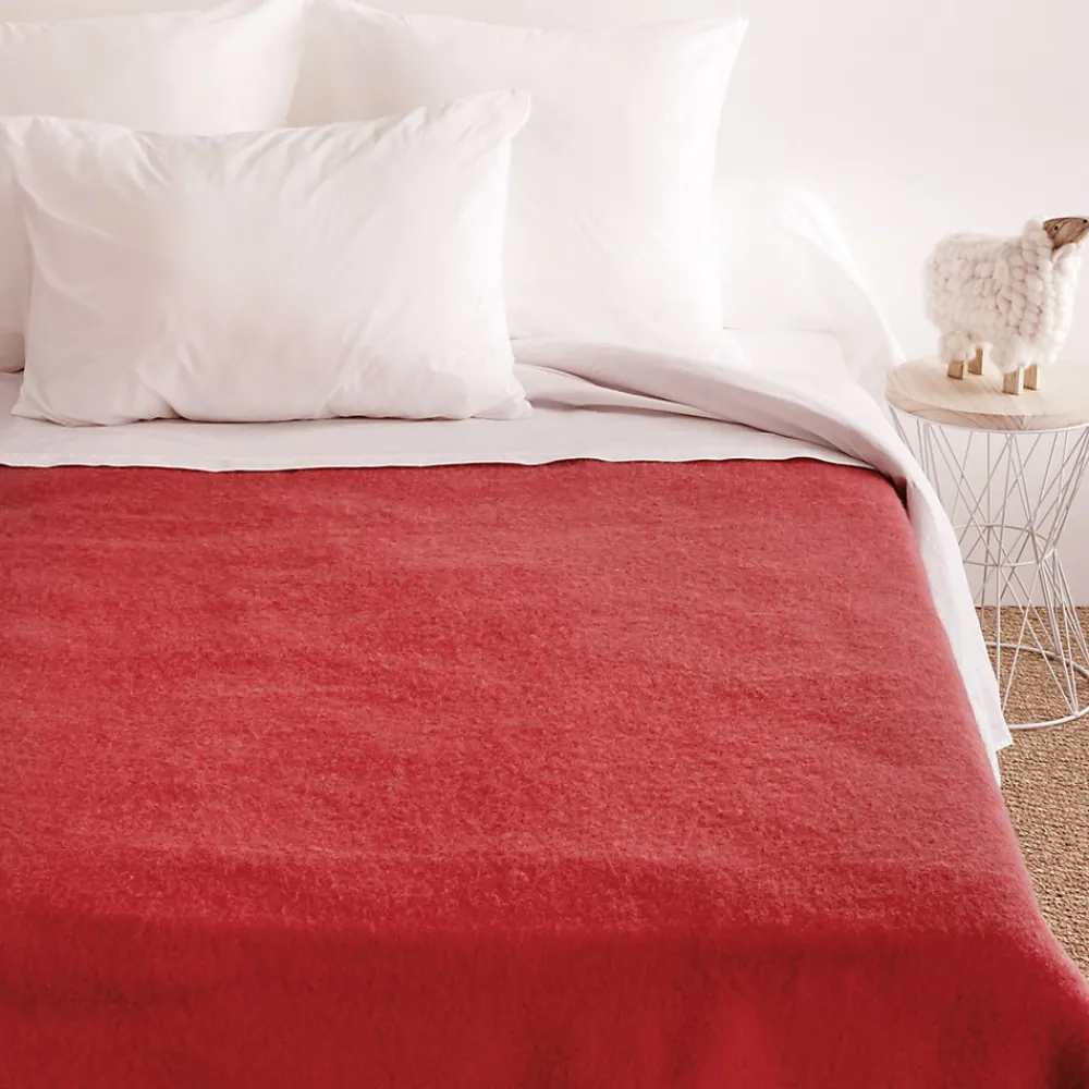 Couverture pure laine vierge Woolmark 500g/m² VOLTA 220x240 cm Rouge Bois de rose>Linnea Hot