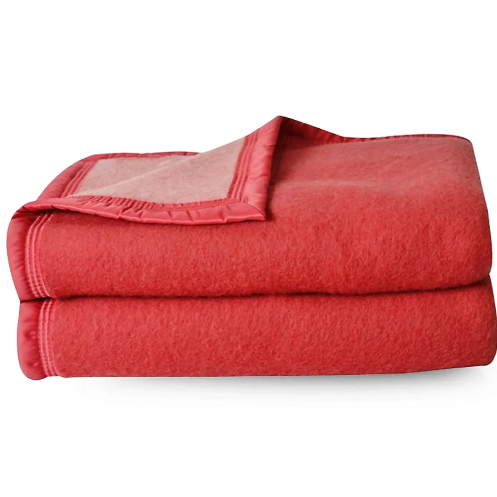 Couverture pure laine vierge Woolmark 500g/m² VOLTA 220x240 cm Rouge Bois de rose>Linnea Hot