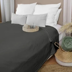 Couverture unie en molleton (180x220 cm - Gris Foncé)><noscript><img width=