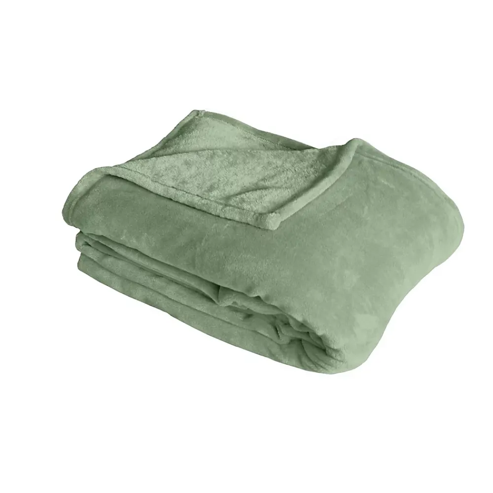 Home Maison Couverture unie en molleton (180x220 cm - Vert clair)* Couverture