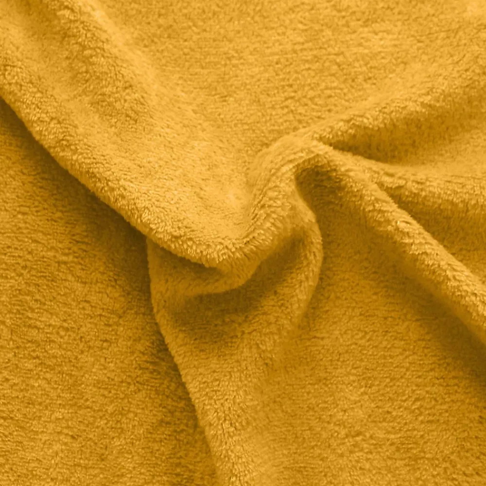 Home Maison Couverture unie en molleton (180x220 cm - Jaune moutarde)* Couverture