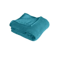 Couverture unie en molleton (180x220 cm - Bleu Canard)>Home Maison