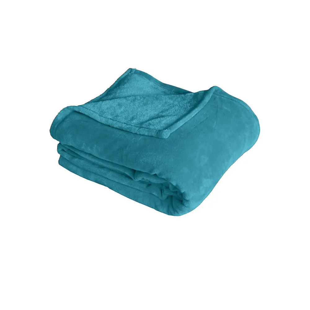 Couverture unie en molleton (180x220 cm - Bleu Canard)>Home Maison