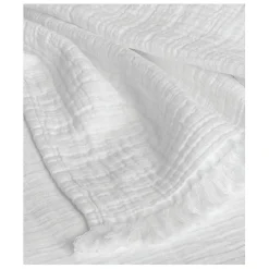 Couvre lit à franges "Brehat" Gaze de Coton stonewashed - Brehat Blanc - 230 x 250 cm>Toison d'Or Online