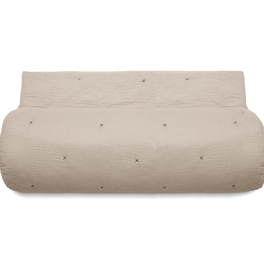 Couvre lit capitonné en mousseline de coton 260x240 cm ANDROS beige ficelle>Linnea New