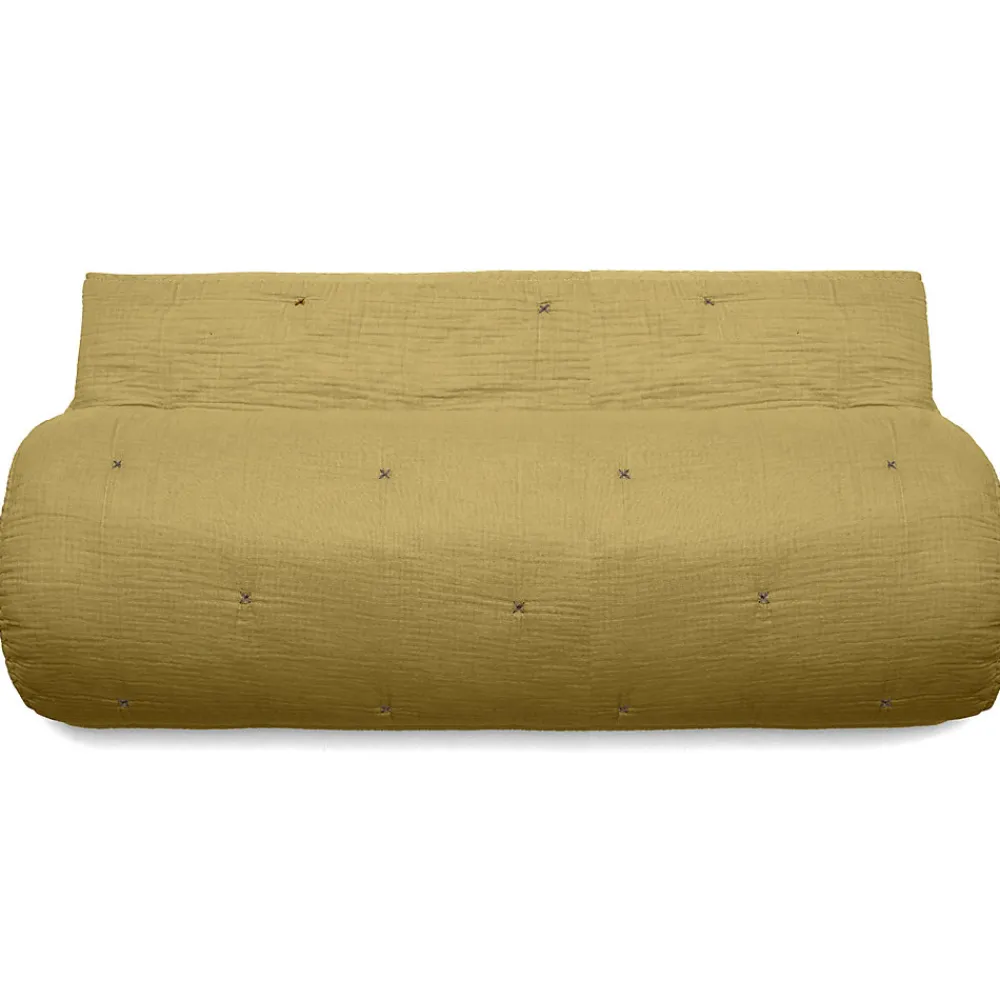 Couvre lit capitonné en mousseline de coton 180x240 cm ANDROS jaune jasmin>Linnea Best