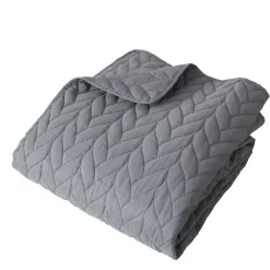 Home Maison Couvre lit en microfibre dessin par ultrason (240x220 cm - Gris clair)* Boutis, Couvre-Lit, Édredon