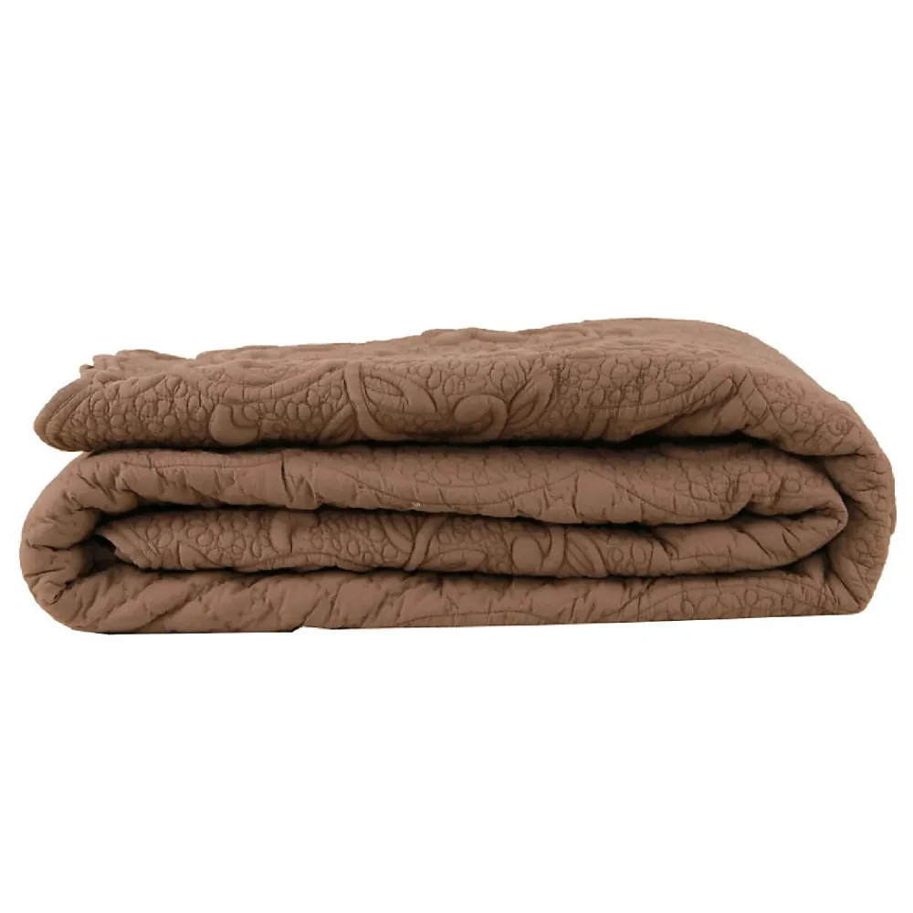 Couvre lit floqué à la main (240x260 cm - Marron Foncé)* Boutis, Couvre-Lit, Édredon