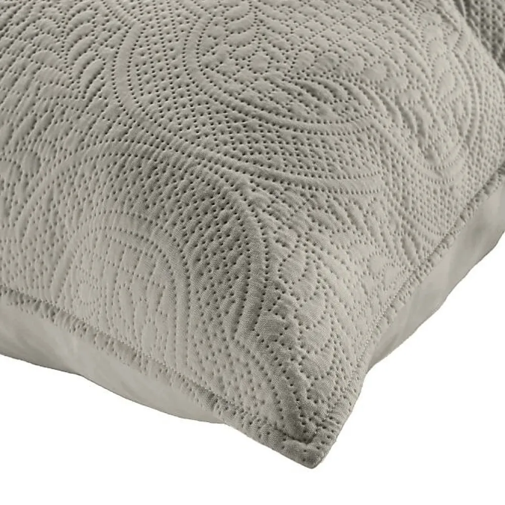 Couvre lit 2p mat.+2 hc 60x60 220 x 240 cm microfibre unie romane Gris>Douceur D'Intérieur