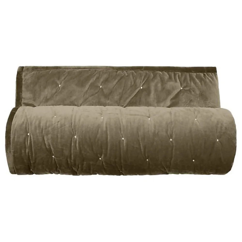 Couvre lit velours matelassé surpiqué "Gipsy" toutes dimensions - Gipsy Olive - 220 x 240 cm pour lit 2 places>Vent Du Sud Discount