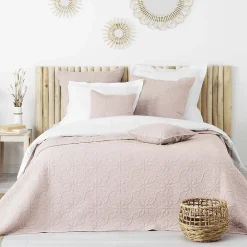 Douceur D'Intérieur Couvre-lit 2 personnes matelassé 220x240 microfibre uni Florette rose* Boutis, Couvre-Lit, Édredon